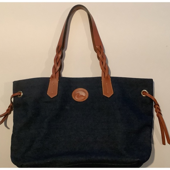 Dooney & Bourke Handbags - Dooney And Bourke Denim & Leather Shopper Bag